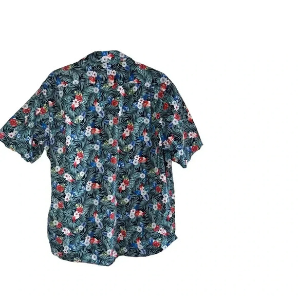 Thomas Dean Floral Red White Blue Flower Button Down Casual Short Sleeve XL Mens - Picture 2 of 5